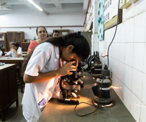 Microscopic observation in Biology laboratory